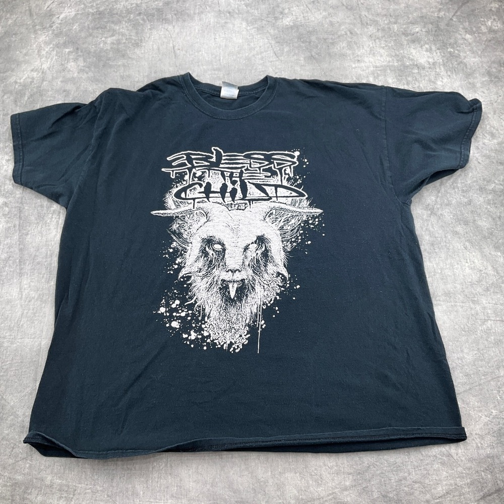 Bless The Child T-Shirt Mens‎ 2XL Black Goat Graphic Stretch Heavy Metal Band